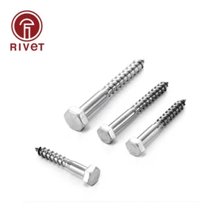 316 Stainless Steel DIN571 M6 M8 M10 Wood Screws Hexagon Head Self Tapping Screw - Picture 1 of 6