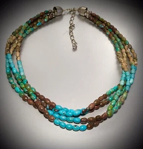 Jay King DTR 925 Sterling Silver Turquoise Jasper Bead Multi 3 Strand Necklace - Picture 1 of 5