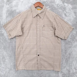 Mountain Hardwear Shirt Mens Medium Brown Short Sleeve Button Outdoor Hiking - Picture 1 of 16