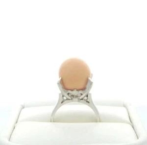 MELO PEARL PINKISH ORANGE 14.59 CT ANTIQUE PLATINUM MOUNTING - Picture 1 of 4