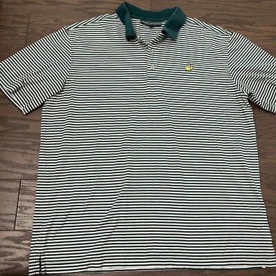 Masters Collection Polo Shirt Mens Green Striped Short Sleeve Golf Cotton XL EUC - Image 1 of 4