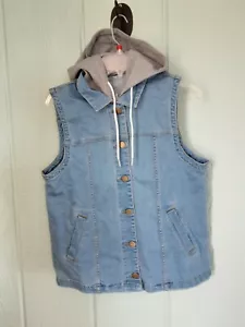 MISICAKOOS #253 Gilet Jeans Donna Denim con Cappuccio Elasticizzato Nuovo con etichette Taglia XL Cappello Rimovibile - Foto 1 di 9