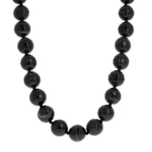 Faceted Shimmering Onyx Necklace, Sterling Silver Toggle, 20 inches long, 16mm - Picture 1 of 2