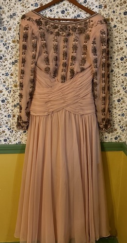 UNDERCOVER Abito vintage Victoria con perline paillettes rosa corallo made in Hong Kong taglia 8