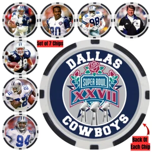 COWBOYS SUPER BOWL XXVII PLAYERS - 7 POKER CHIP SET - Picture 1 of 2