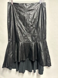 Neu mit Etikett New York & Company schwarzer Kunstlederrock Hi Lo Größe 16 Arbeitskleidung - Bild 1 von 15