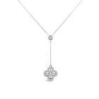 Collier pendentif floral suspendu diamant blanc Dimaya 18 carats or blanc 1/2 ct