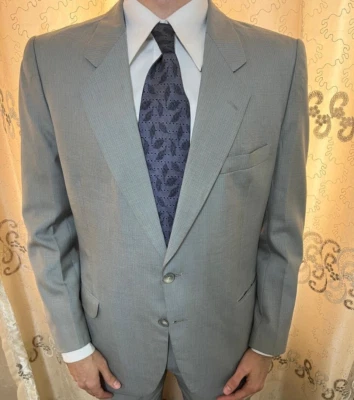 1950s vintage handtailored bespoke classic all worsted 2 button striped suit 40R - Image 1 of 4