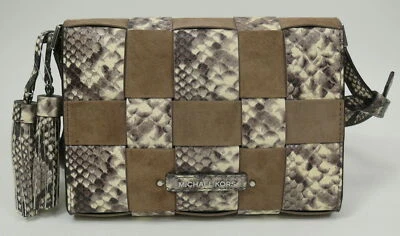 Bandolera mediana de cuero tejido Michael Kors Vivian Dark Dune nueva con etiquetas precio de venta sugerido por el fabricante 298 USD Foto 1 de 4