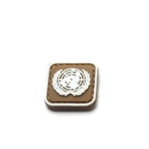2 Pcs 3D PVC MINI United Nations UN U.N. FLAG HOOK LOOP PATCH GLOW IN DARK BROWN - Picture 1 of 4