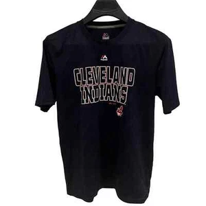 Cleveland Indians MLB Youth 18 Athletic T-Shirt Navy Blue Majestic Chief Wahoo - Picture 1 of 4