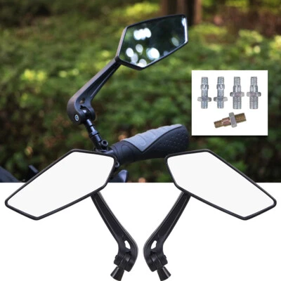 Pair Rearview Mirrors For Honda Yamaha Kawasaki Motorcycle Dirt Bike 8mm 10mm - Image 1 of 4