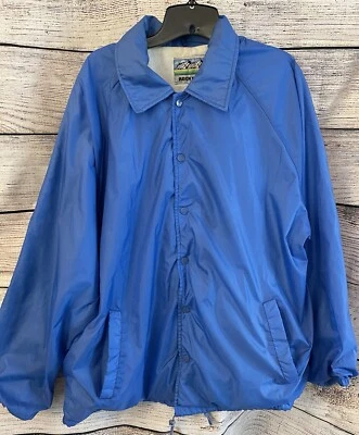 Винтажный 80-х синий мужской XL Rocky Trail ветровка тренер стиль Snap куртка - Изображение 1 из 4