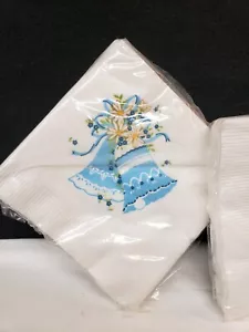 VTG Paper Napkins Blue Wedding Bells Luncheon Serviettes 3 Pkgs Of 16 Each - Picture 1 of 7