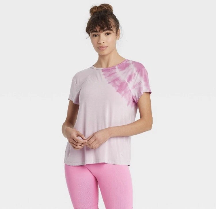 Women’s JoyLab Scoop Back T-Shirt Pink Tie Dye Size Small