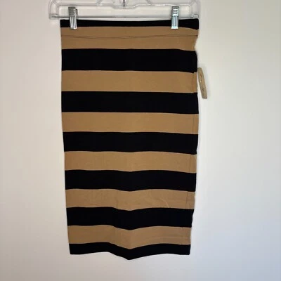 FOREVER 21 NEW Calf Skirt Women's S Taupe Black Pencil Stretch - Image 1 of 4
