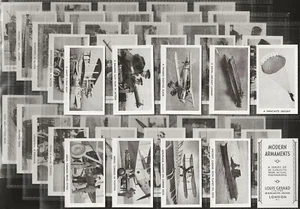 GERARD-FULL SET- MODERN ARMAMENTS MILITARY 1938 (UNNUMBERED 50 CARDS) EXCELLENT - Picture 1 of 1