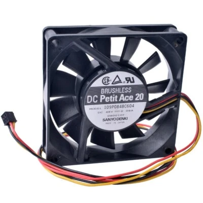 Sanyo 109P0848C604 8cm 8020 48V 0.08A 3-Wires 4-Pin Inverter Quiet Cooling Fan - Image 1 of 4