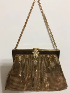 Vintage Whiting Davis Gold Tone Rhinestone 5 X 5.8 Evening Purse Handbag - Picture 1 of 7