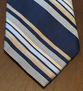 Club Room Blue Tan 100% Silk Men’s Neck Tie Made In China Long - Picture 1 of 9