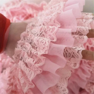 50CM Weiß Chiffon Rüschen Spitzenborte 3 Schicht Plissierte Band Nähen Handwerk - Bild 1 von 11