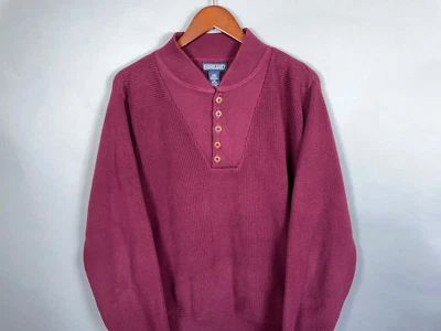 Suéter Henley Lands' End Años 90 De Colección Adulto Mediano Rojo Oscuro Púrpura Algodón Tejido Foto 1 de 4