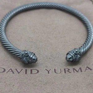 David Yurman Sterling Silver Classic Cable Black Renaissance Bracelet - Picture 1 of 13
