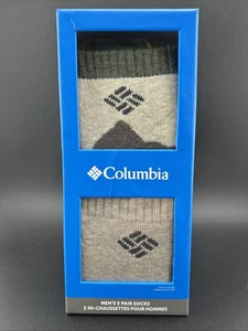 Columbia 2 Pk Beige Wool Blend Comfort Crew Socks Men's New in Box - Picture 1 of 6
