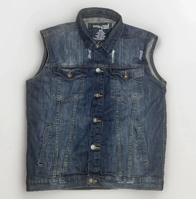 EVOLUTION IN DESIGN Chaleco Jean Denim Azul Envejecido Sin Mangas Talla 2XL XXL Foto 1 de 4