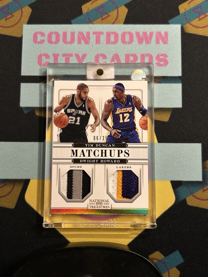 2012 Panini National Treasures Tim Duncan Dwight Howard Matchups GAME WORN /25 - Image 1 of 1