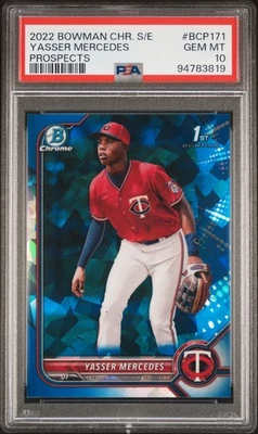 2022 BOWMAN CHROME SAPPHIRE ED PROSPECTS #BCP171 YASSER MERCEDES PSA 10 - Image 1 of 2