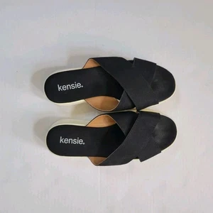 Kensie Plateau Sandale klobige Pantoletten schwarz Denim überkreuzte Riemen Größe 7,5 - Bild 1 von 8