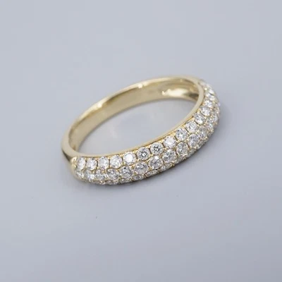 Shy Creation Pave Diamond Band Yellow Gold Size 7 Natural 3 mm Classic RG4772 - Image 1 of 4