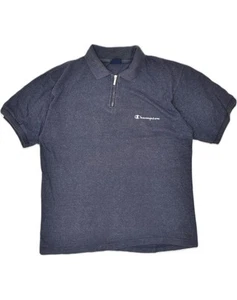 CHAMPION Mens Zip Neck Polo Shirt Large Grey Cotton TD15 - Picture 1 of 3