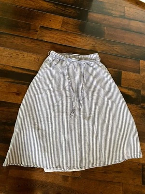 Talbots Skirt Size M Seersucker Blue & White French Stripe Summer - Image 1 of 4