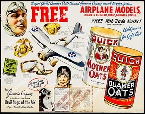 TEUFEL HUNDE DER LUFT 1935 WWI QUÄKER HAFER AD 11 X 14 LOBBYKARTE WERBUNG - Bild 1 von 1