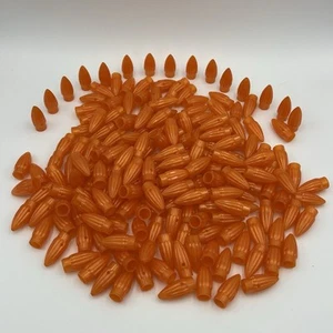 98 Plastic ORANGE Vintage Christmas Holiday String Light Fluted Cone Bulb Covers - Picture 1 of 6