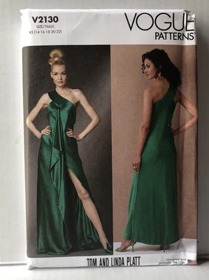 Vogue 2130 Misses Bias Cut One Shoulder Dress Pattern By Tom/Linda Platt Sz14-22 - Image 1 of 2