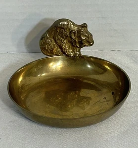 Statuina ciotola ottone con orso vintage - Foto 1 di 9