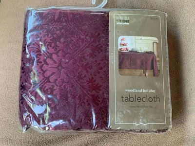 NIP Martha Stewart Everyday Woodland Holiday Round  Tablecloth Maroon 70" - Image 1 of 4