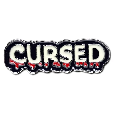 Spilla maledetta distintivo smalto argento gotico bianco nero con lettere... - Immagine 1 di 4