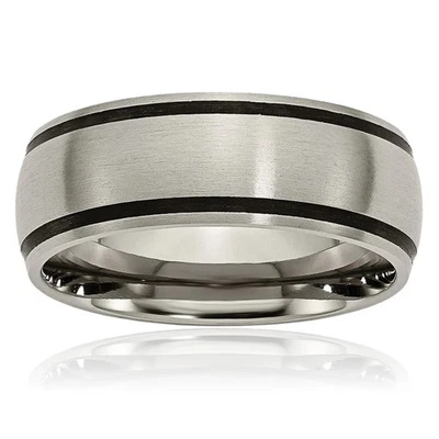 Alianza de boda de 8 mm de caucho negro titanio Foto 1 de 4