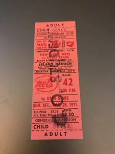 1971 ABA NY Nets Utah Stars full ticket Rick Barry 51 points - Picture 1 of 2