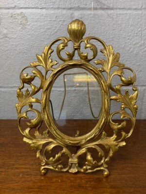 Beautiful Rustic Antique Victorian Cast Iron/Metal Gold Patina Frame Ornate - Image 1 of 4