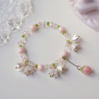 Sweet Cute Vintage Flower Beaded Bracelet Fashion Tassel Peach Pendant Bracelet