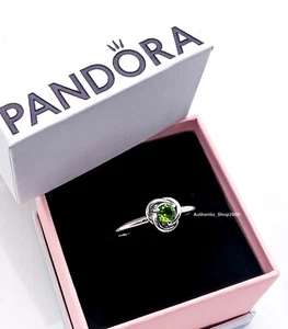 New 100% Authentic PANDORA August Spring Green Eternity Circle Ring 192993C08 - Picture 1 of 8