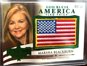 SEN. MARSHA BLACKBURN 2020 DECISION #/D 4/10 GOD BLESS FLAG PATCH CARD TENNESSEE - Picture 1 of 2