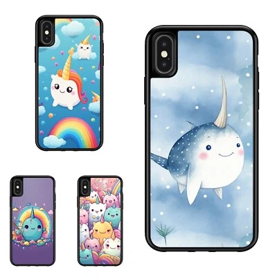 adorable narwhals rainbow horn TPU Case For iPhone SE4 16e 14 15 16 Plus Pro Max - Image 1 of 4
