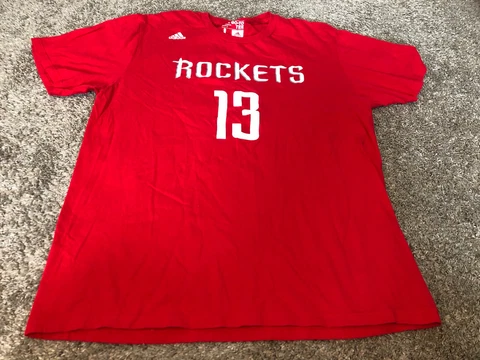 Adidas James Harden Houston Rockets Go-To T-Shirt Mens Large Red Jersey Tee Cover