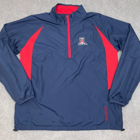 Arizona Wildcats Pullover Colosseum Mens Medium Windbreaker Navy 1/4 Zip Lined Cover
